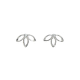 Sterling Silver Cubic Zirconia Lotus Flower Stud Earrings