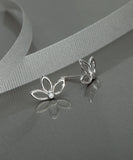 Sterling Silver Cubic Zirconia Lotus Flower Stud Earrings