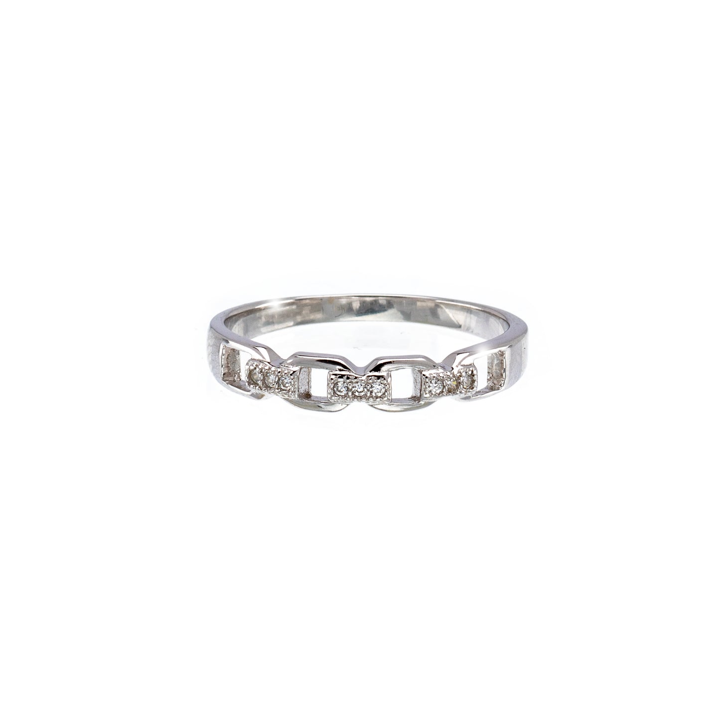 Cubic Zirconia & Sterling Silver Link Band