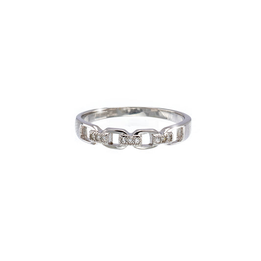 Cubic Zirconia & Sterling Silver Link Band