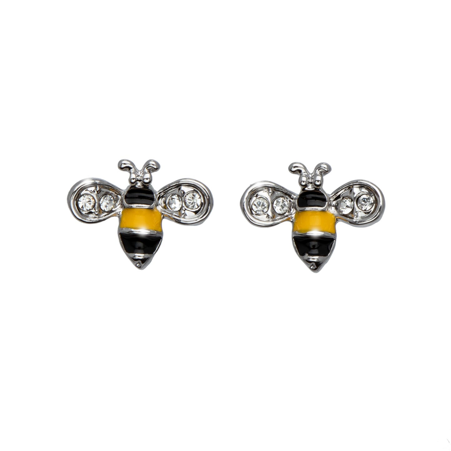 Yellow Cute As Can Bee Stud Earrings With Austrian Crystals