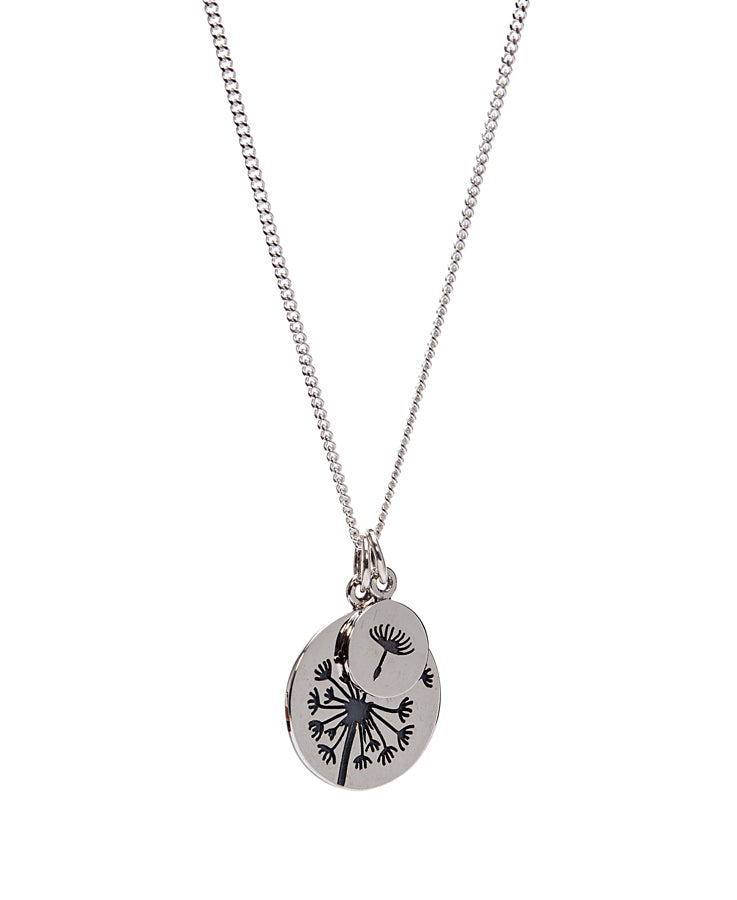 Sterling Silver Wish Flower Double Pendant Necklace