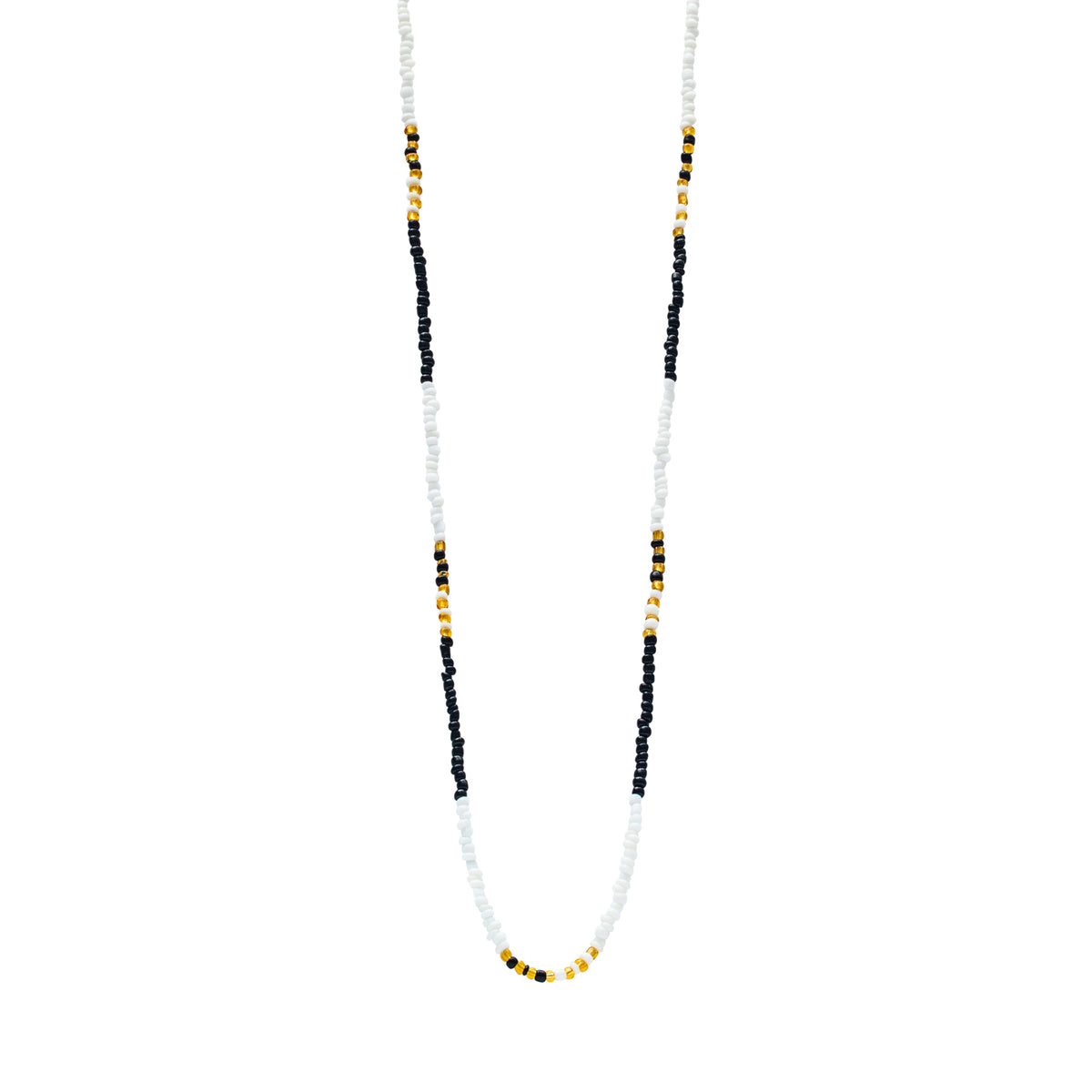 Black and white beaded glasses chain with goldtone spacers