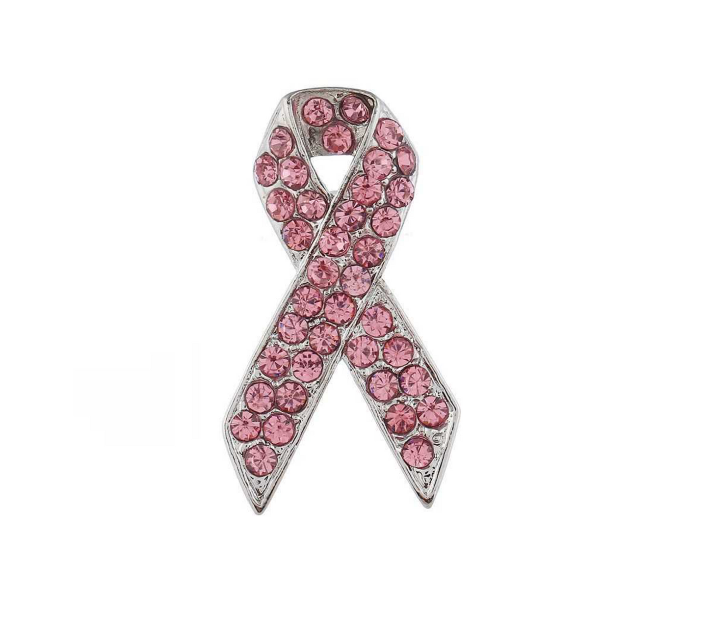 Pink Crystal Breast Cancer Ribbon Brooch