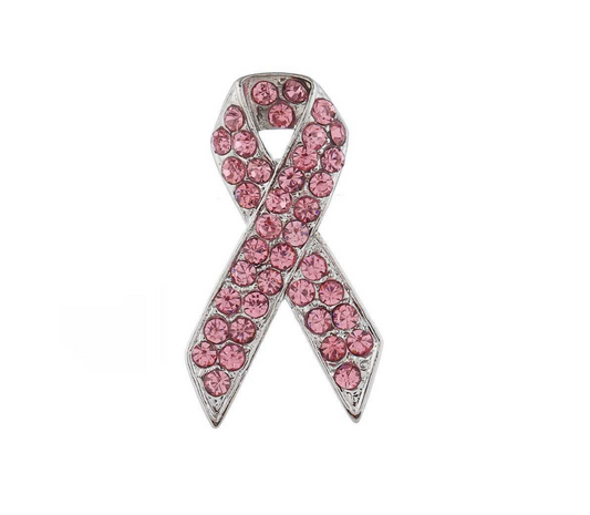 Pink Crystal Breast Cancer Ribbon Brooch