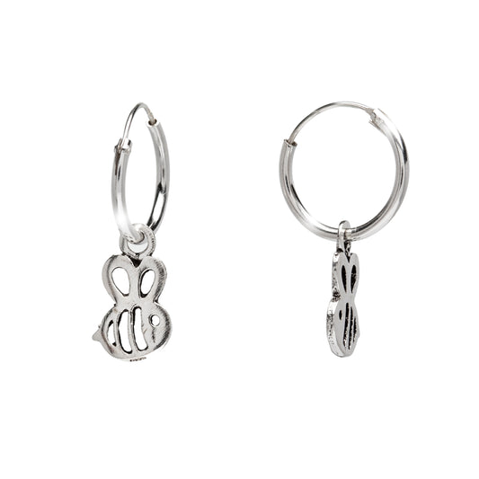 Sterling Silver Openwork Bee Drop Earrings