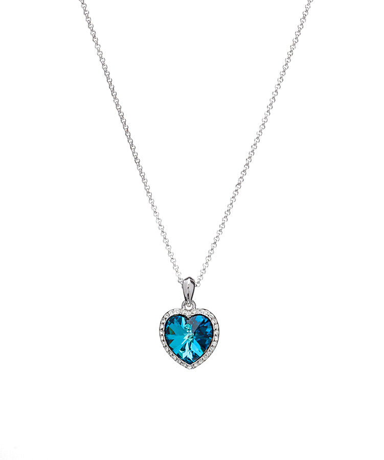 Halo Pave Swarovski Crystal Heart Pendant Necklace