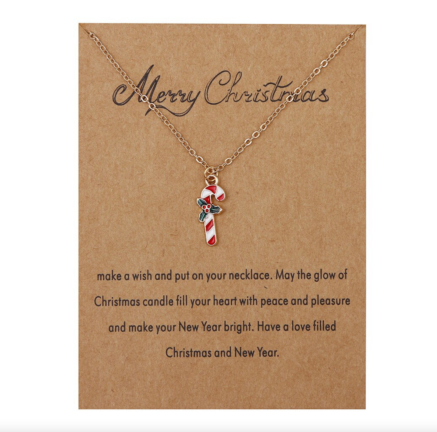 Christmas Inspired Pendant Necklace on Holiday Card