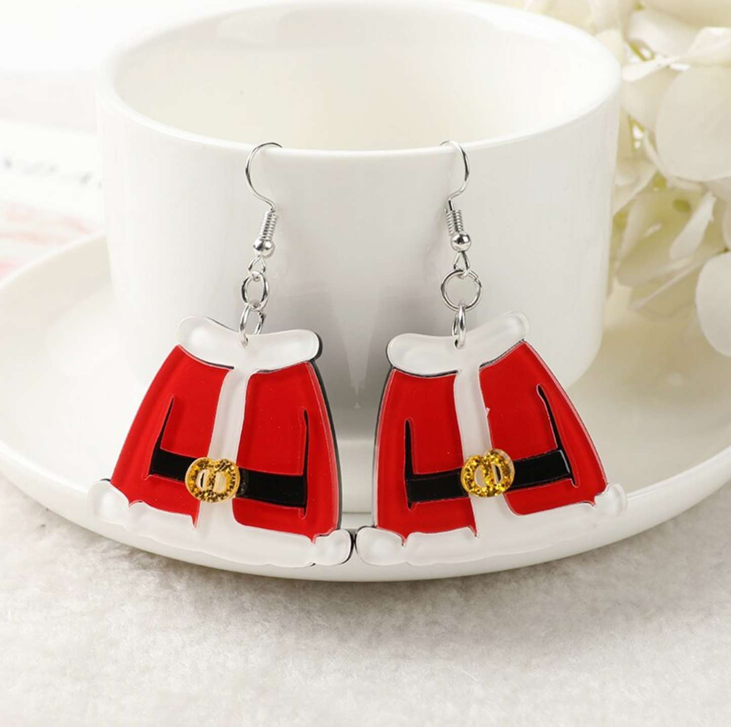 Red Santa's Jacket Drop Earrings