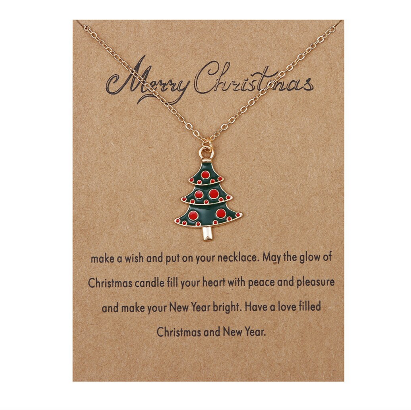 Christmas Inspired Pendant Necklace on Holiday Card