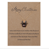 Black & Red Nosed Reindeer Pendant Necklace