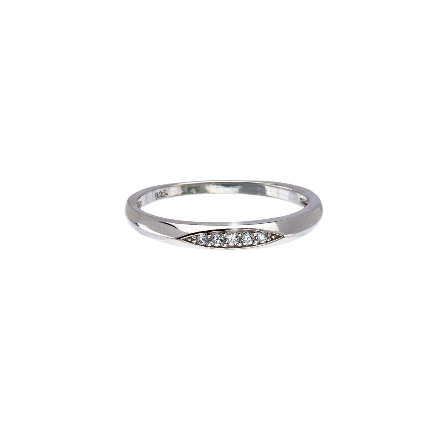 Cubic Zirconia & Sterling Silver Cat-Eye Band Ring