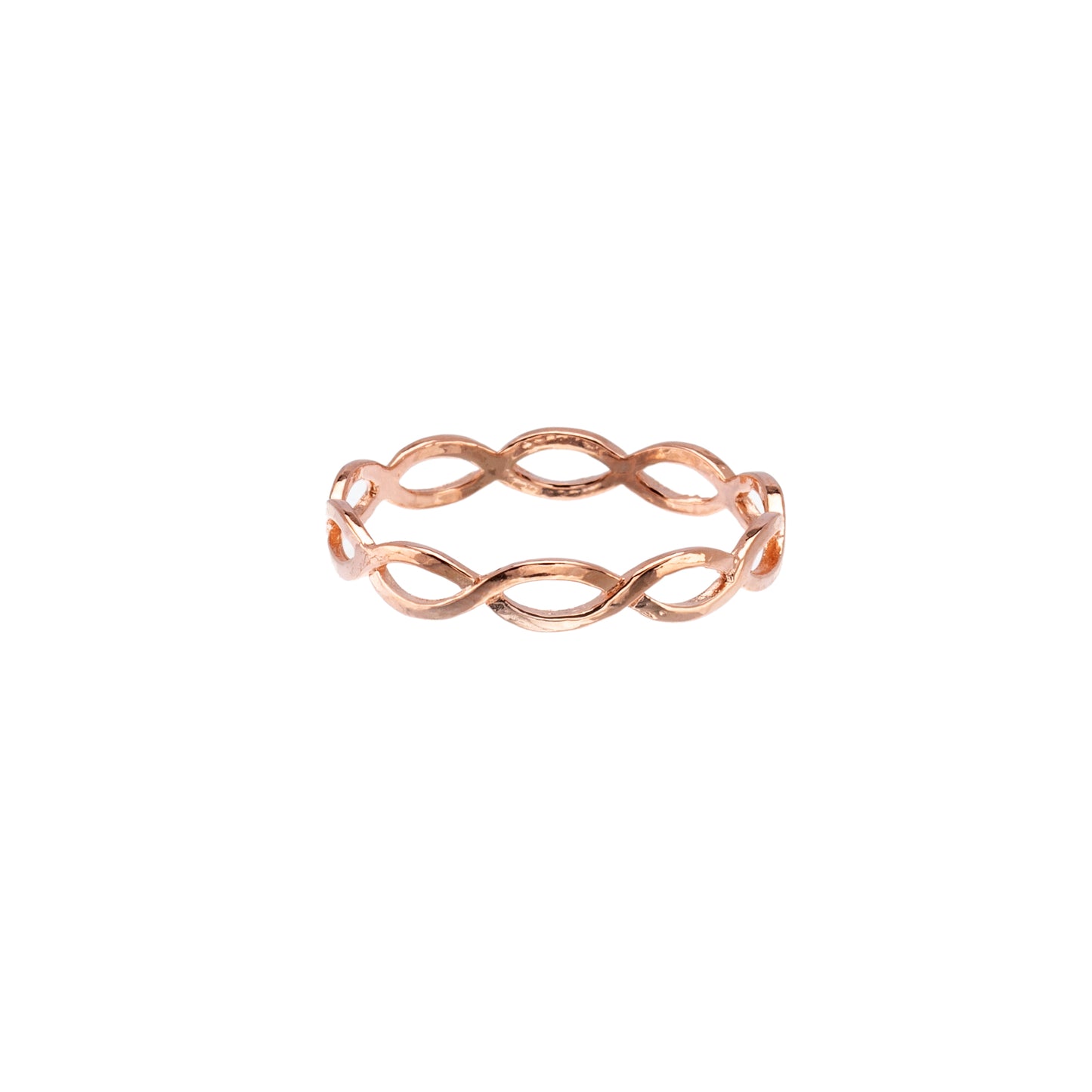 Sterling Silver 18k Rose Gold-Plated Braid Ring