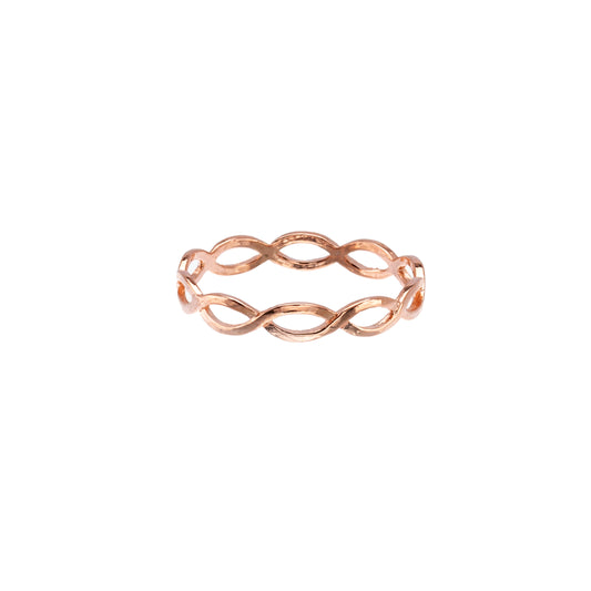 Sterling Silver 18k Rose Gold-Plated Braid Ring