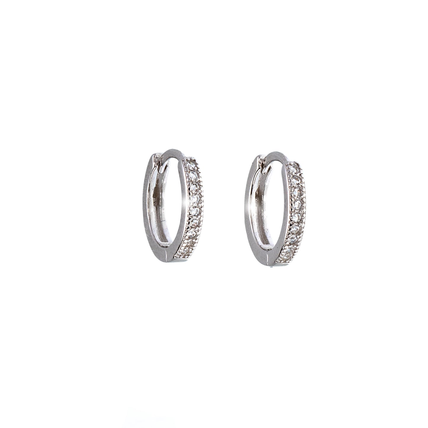 Sterling Silver Cubic Zirconia Mini Huggie Hoop Earrings