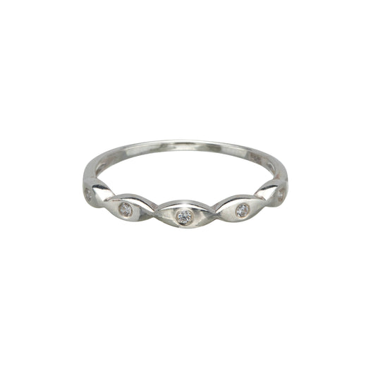 Cubic Zirconia & Sterling Silver Oval Round-Cut Band