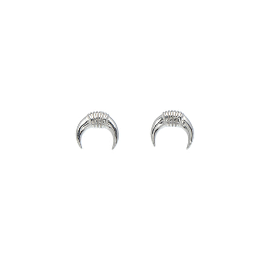 Sterling Silver Wrapped Crescent Moon Stud Earrings