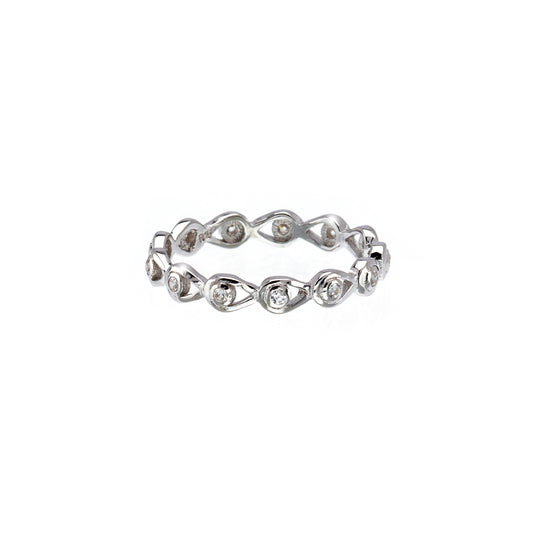 Sterling Silver Linked Ring with Clear Crystal