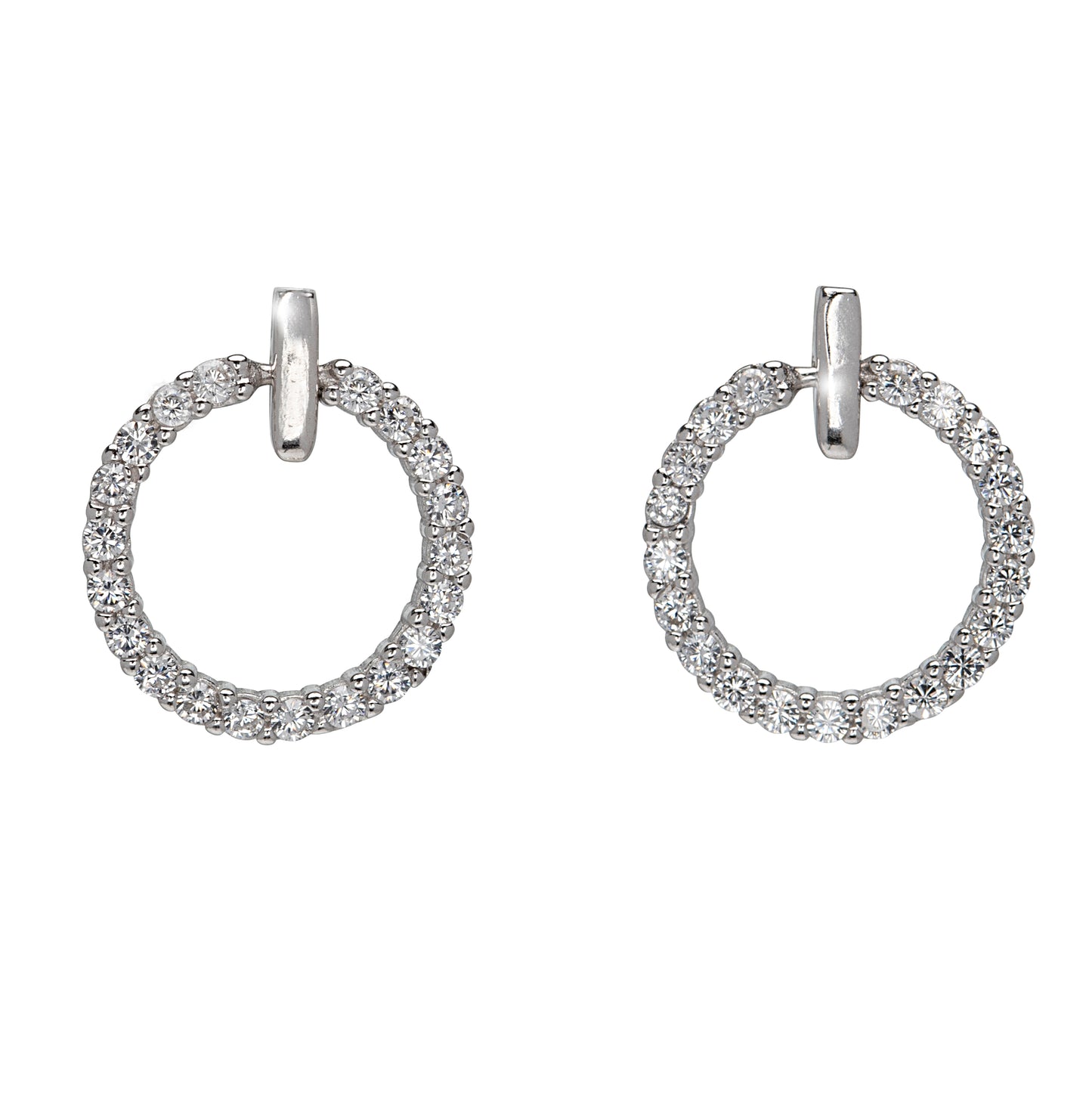 Sterling Silver Cubic Zirconia Dainty Circular Stud Earrings