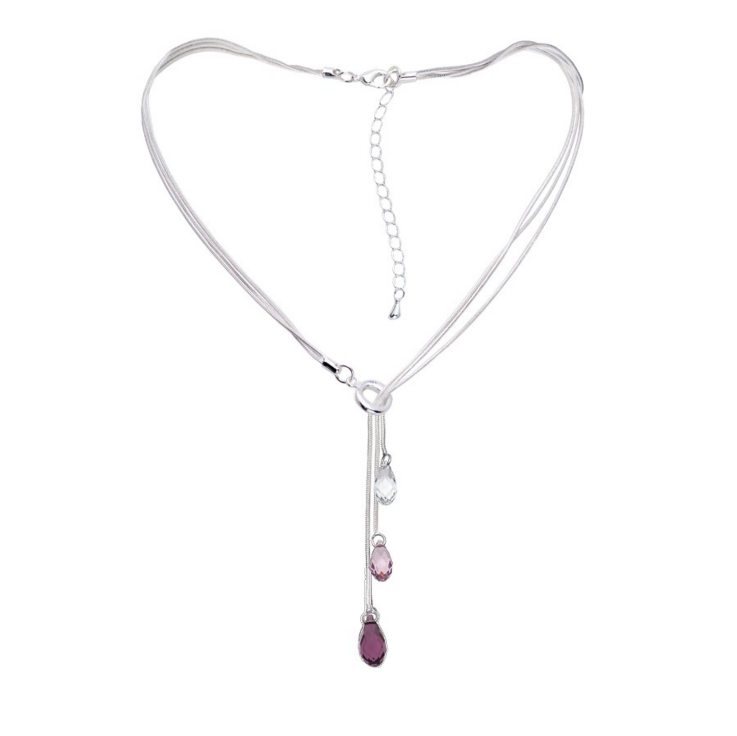 Silvernight Mix Swarovski Crystal Lariat Necklace