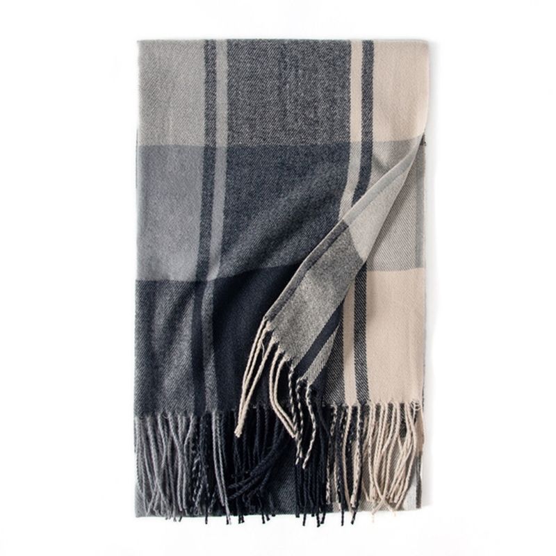 Cozy Plaid Fringe Trimmed Scarf