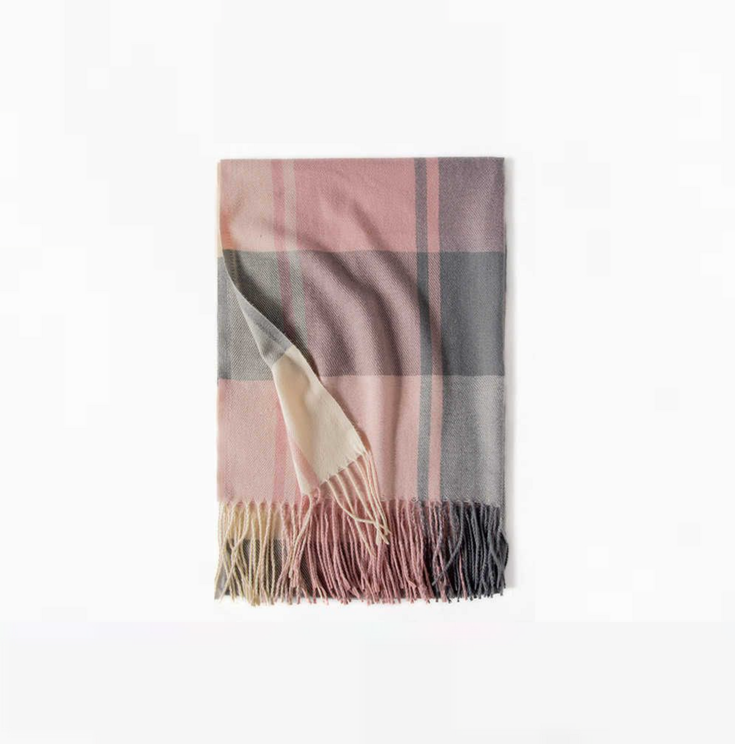 Cozy Plaid Fringe Trimmed Scarf