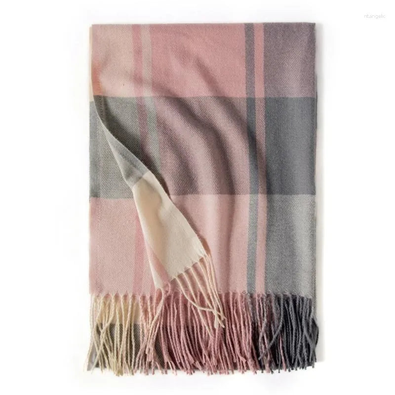 Cozy Plaid Fringe Trimmed Scarf