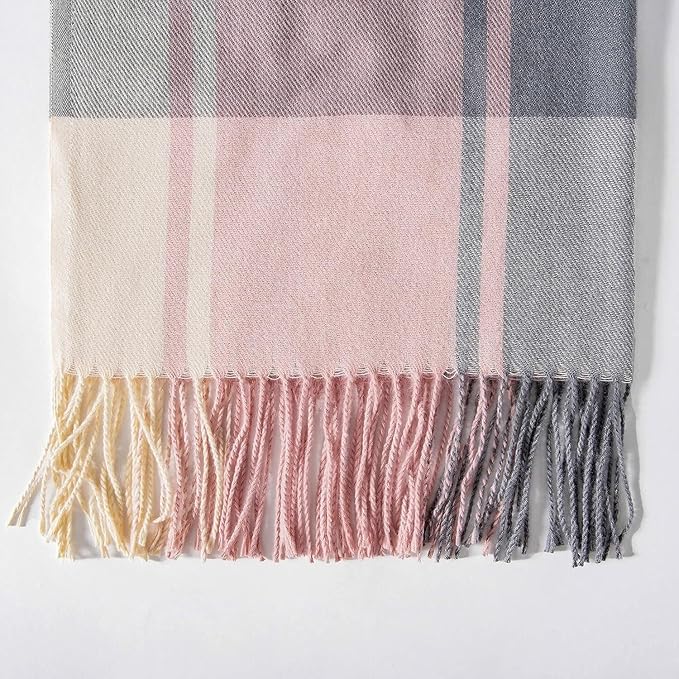 Cozy Plaid Fringe Trimmed Scarf