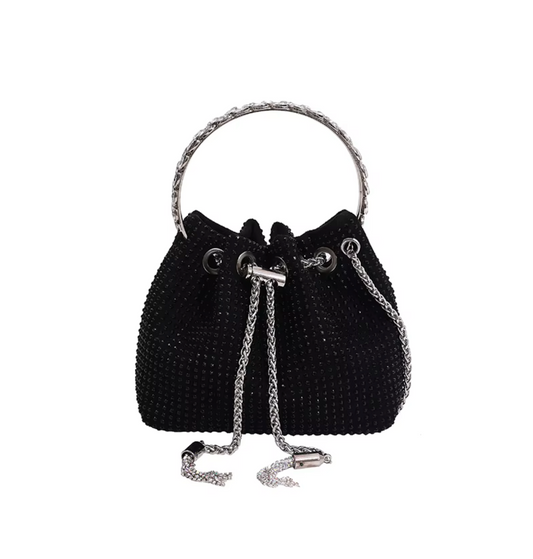 Black & Clear Crystal Studded Crossbody Hand Bag