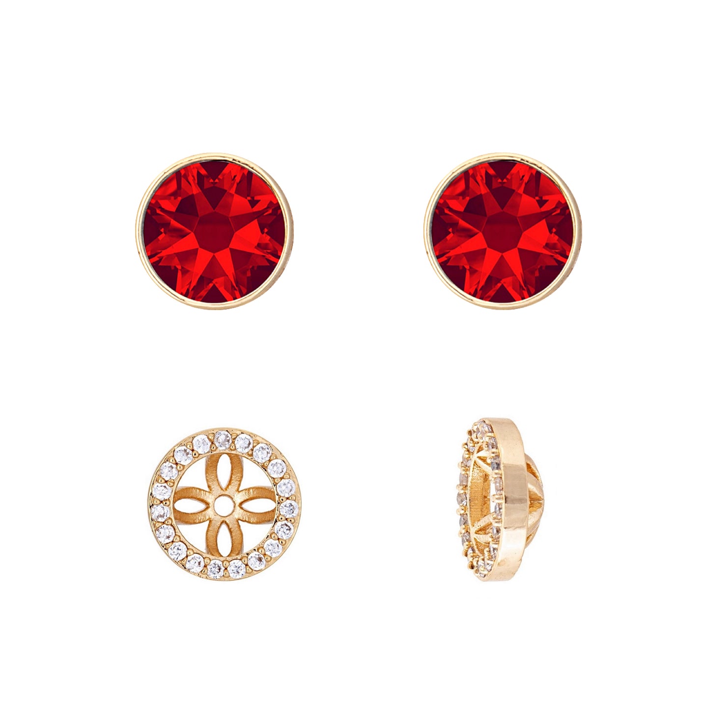 Goldtone & Crystal Two-in-One Halo Stud Earrings