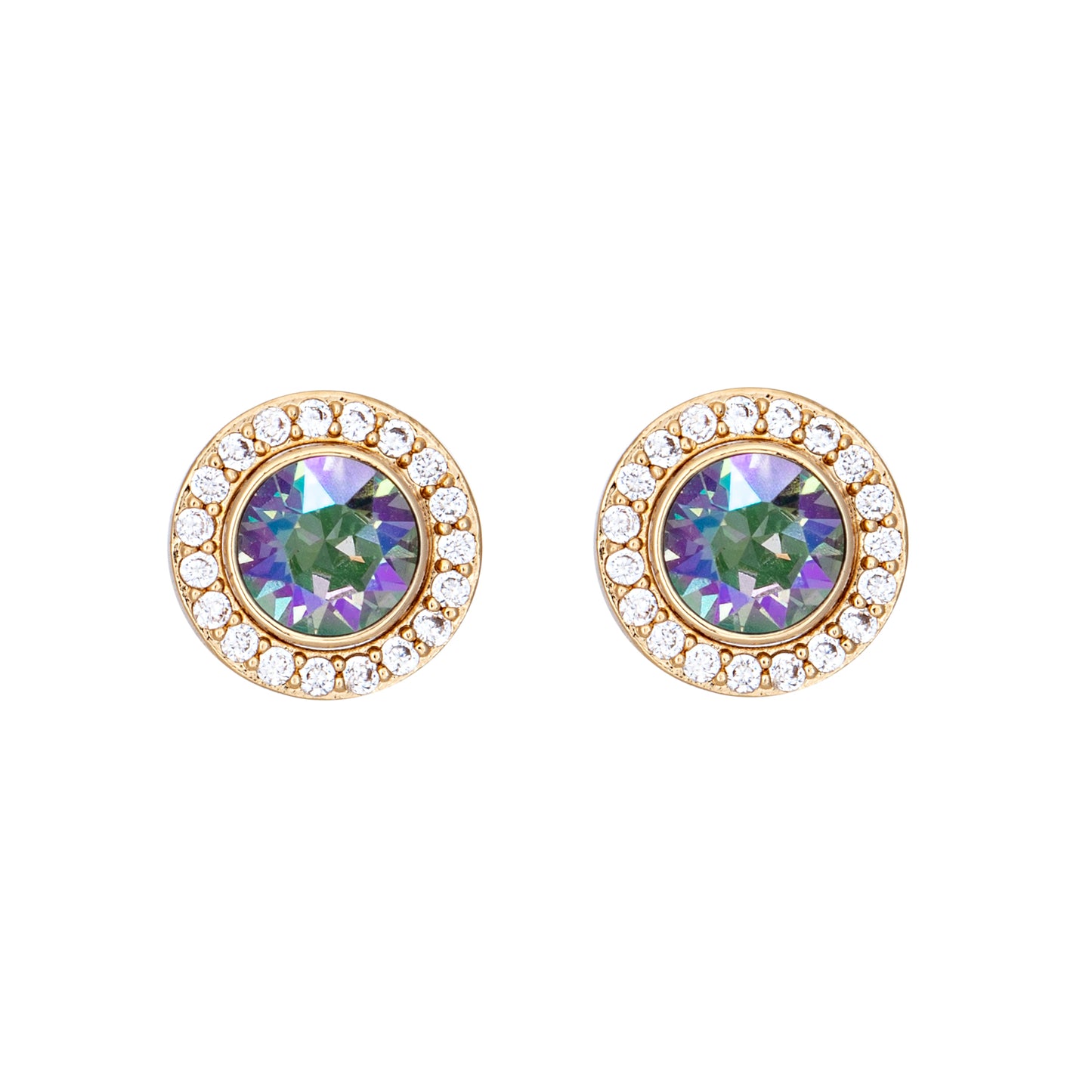 Convertible 2-in-1 Swarovski Stud Earrings – Sparkling CZ Halo, Classic & Versatile Look by callura