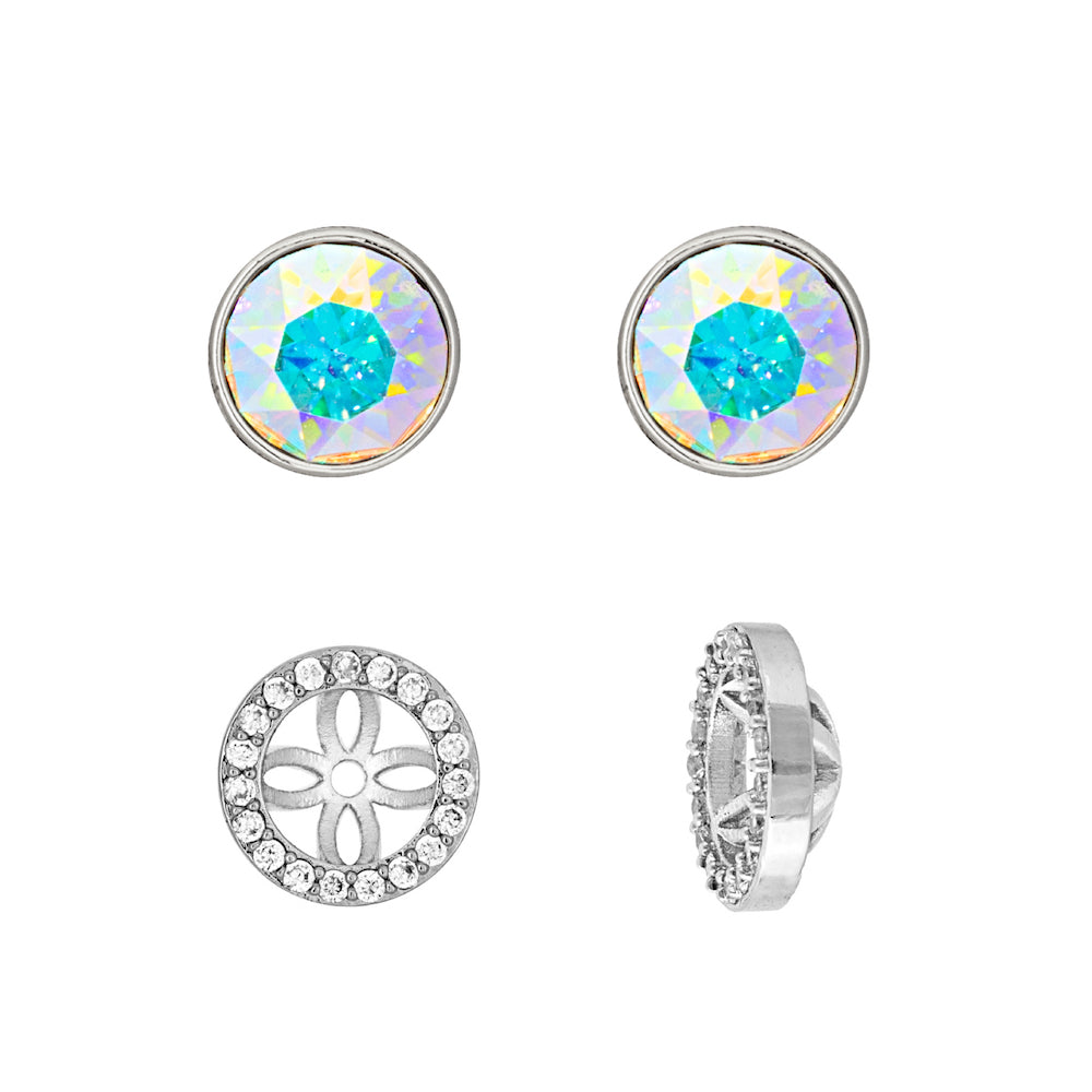 Goldtone & Crystal Two-in-One Halo Stud Earrings