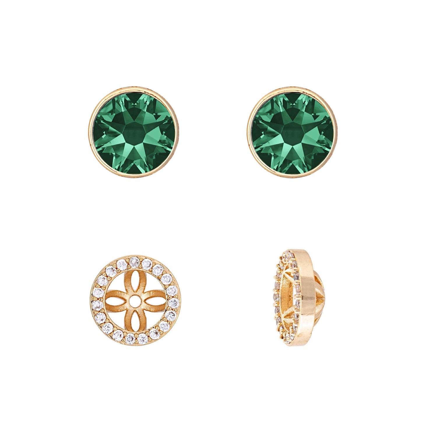 Goldtone & Crystal Two-in-One Halo Stud Earrings