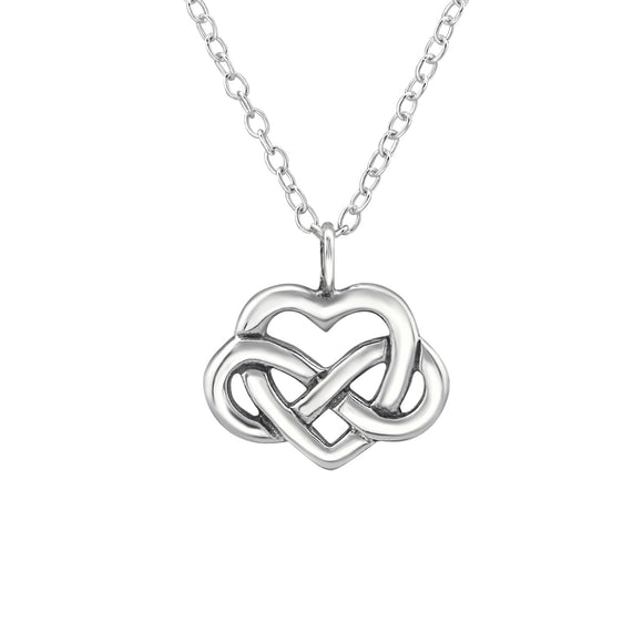 Sterling Silver Love Infinity Heart Pendant Necklace - Ag Sterling
