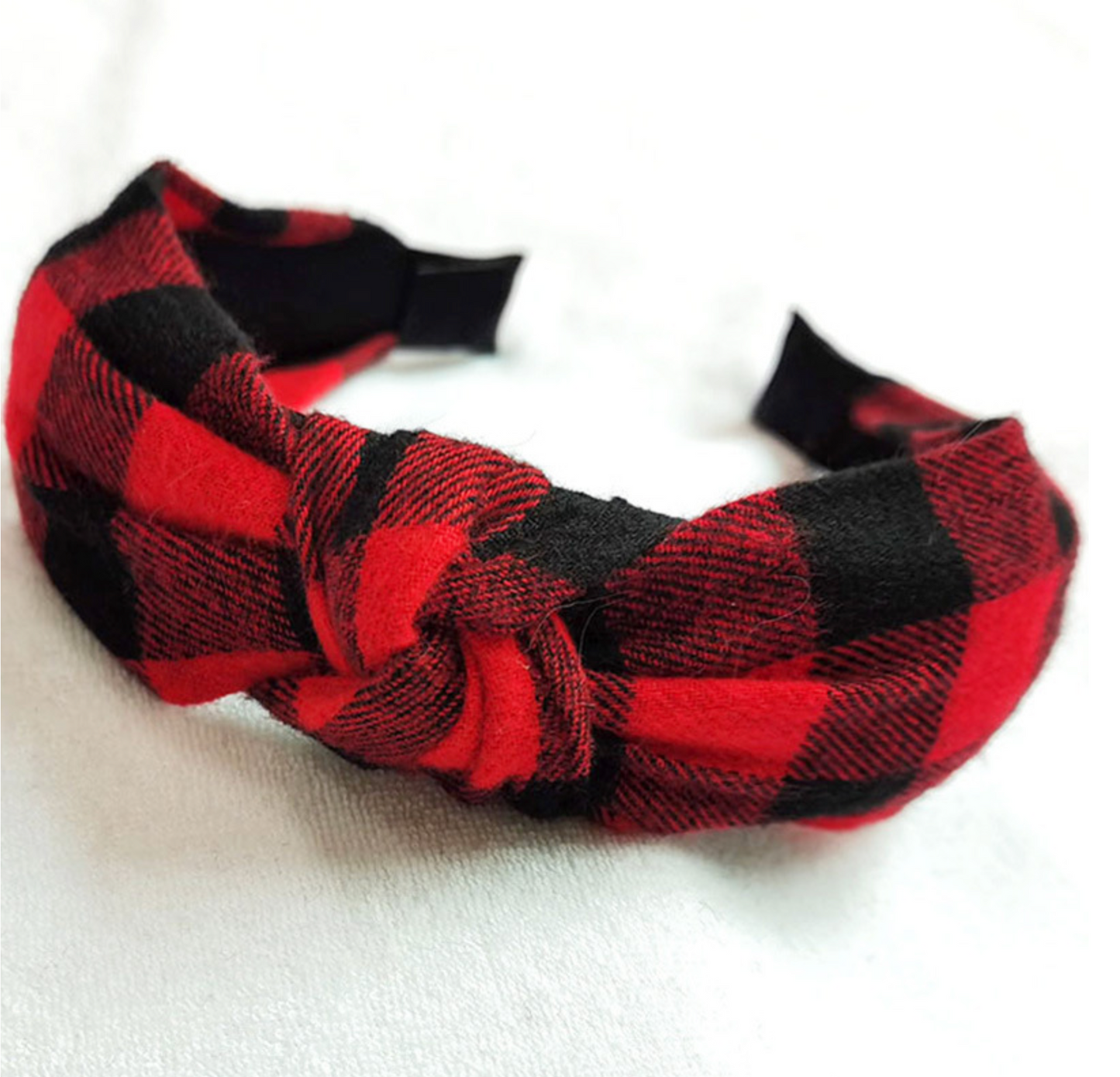 Black & Red Buffalo Check Plaid Knotted Headband