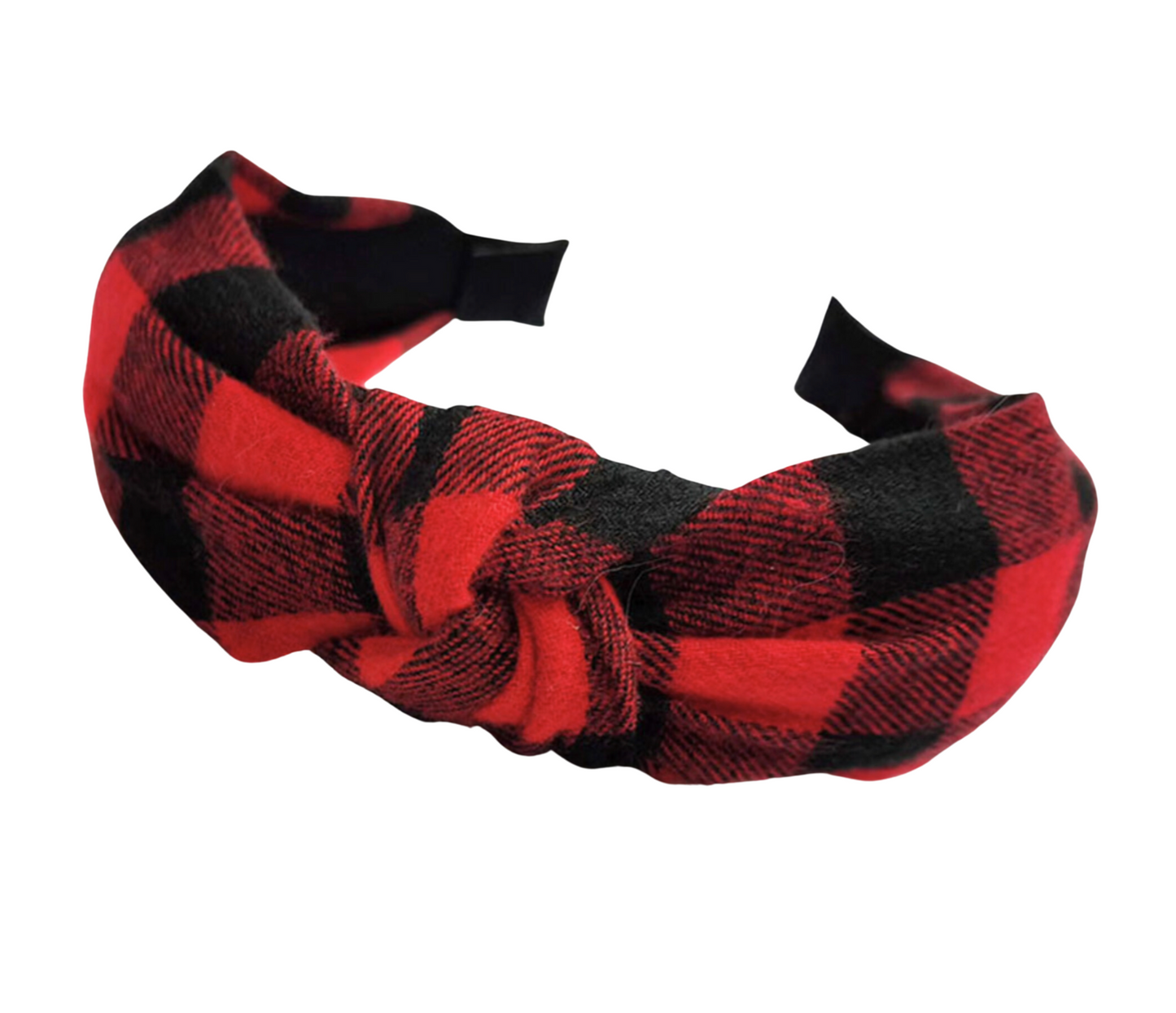 Black & Red Buffalo Check Plaid Knotted Headband