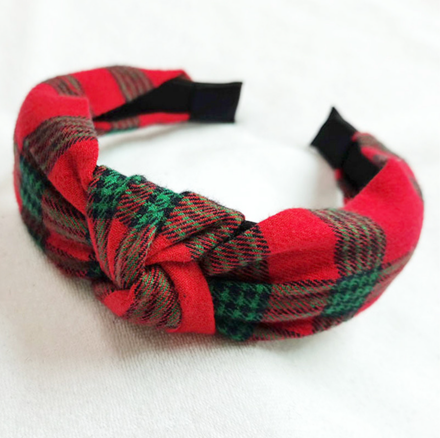 Red & Green Plaid Tartan Knotted Headband