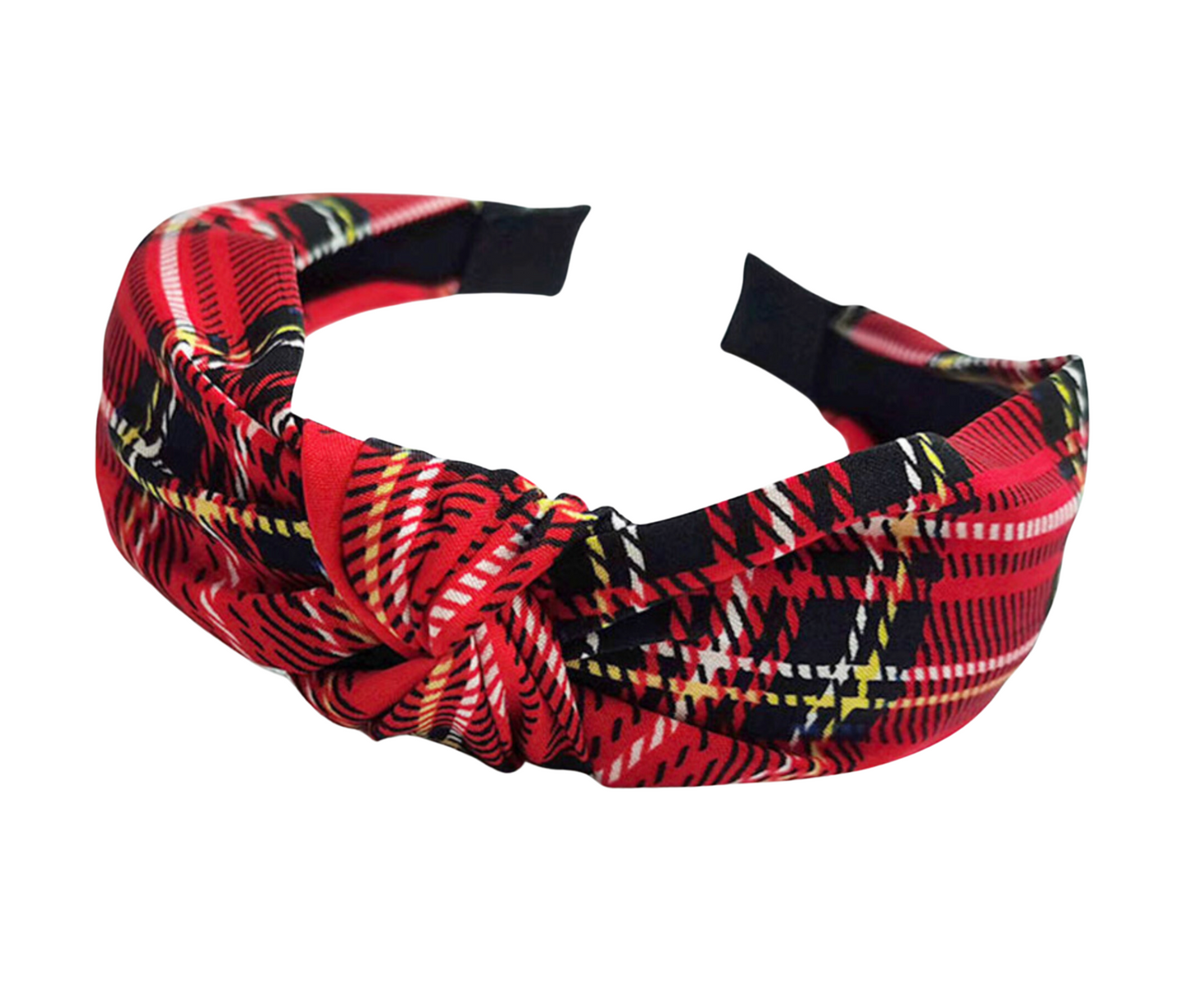 Red, Black & Yellow Tartan Plaid Knotted Headband