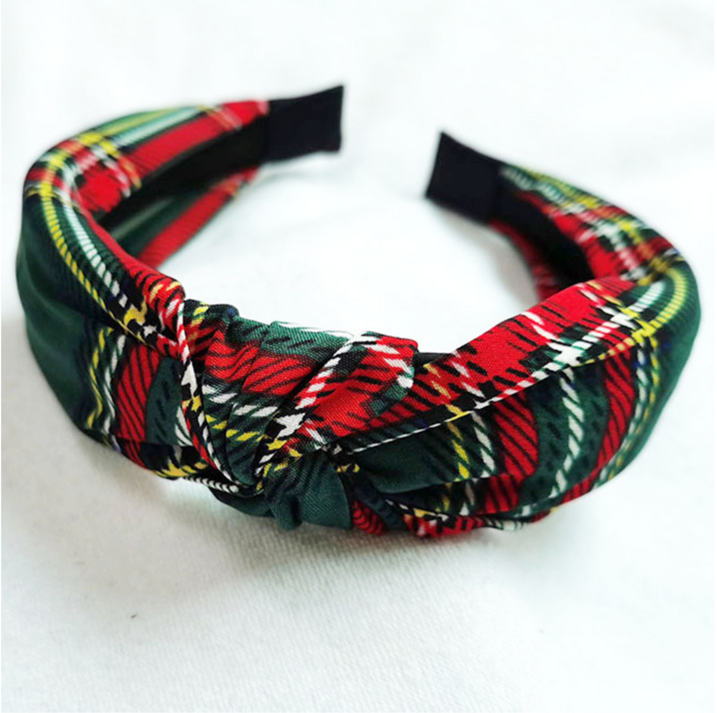 Red & Green Tartan Plaid Knotted Headband