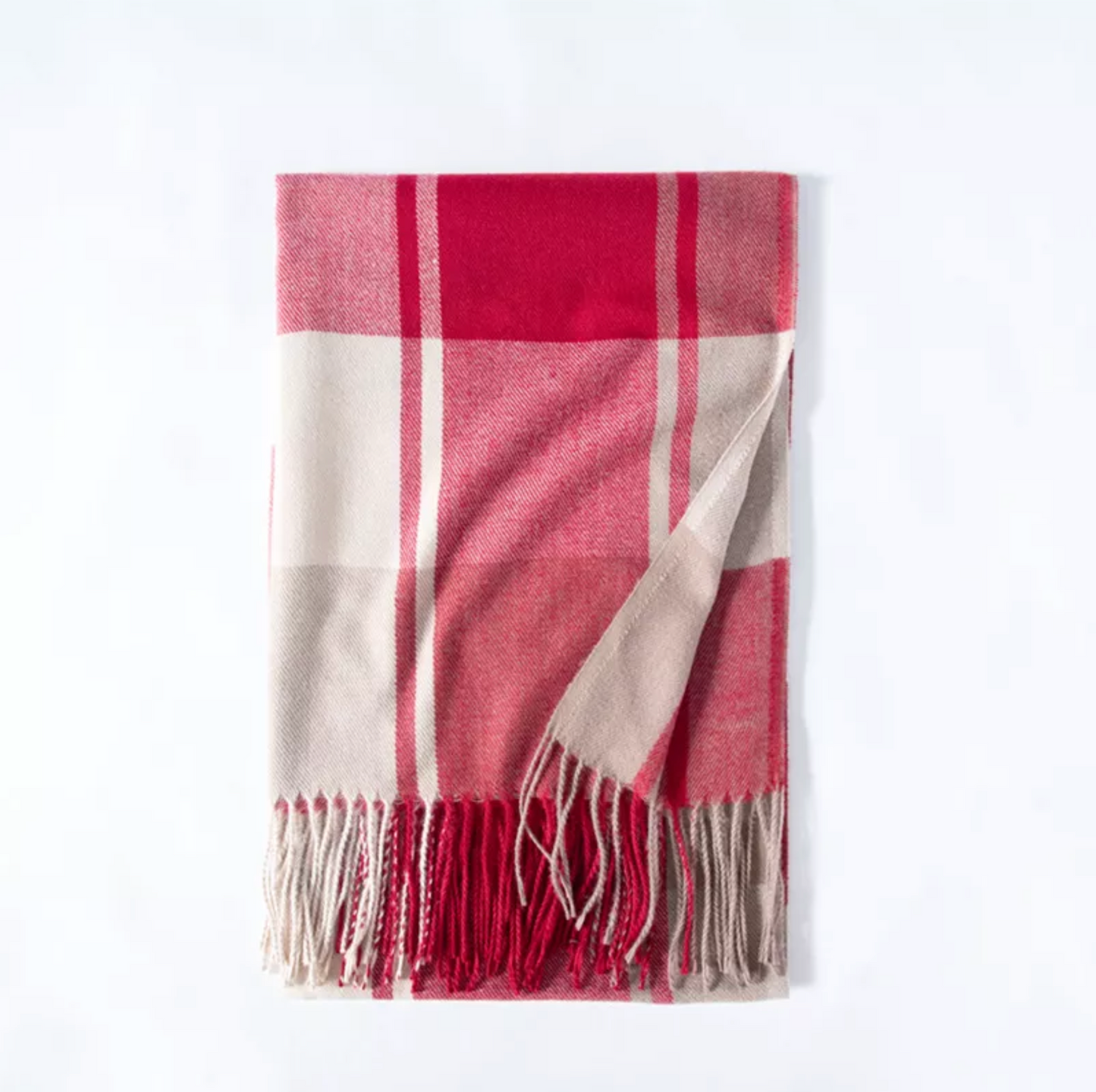 Cozy Plaid Fringe Trimmed Scarf