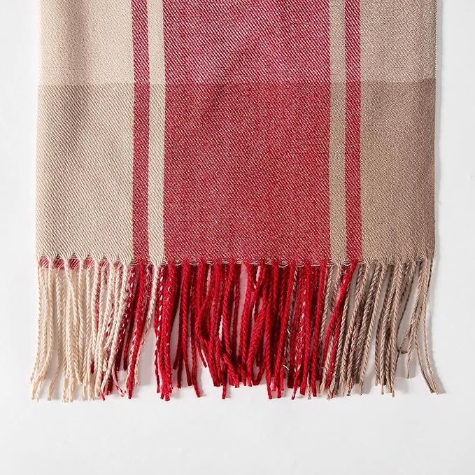 Cozy Plaid Fringe Trimmed Scarf