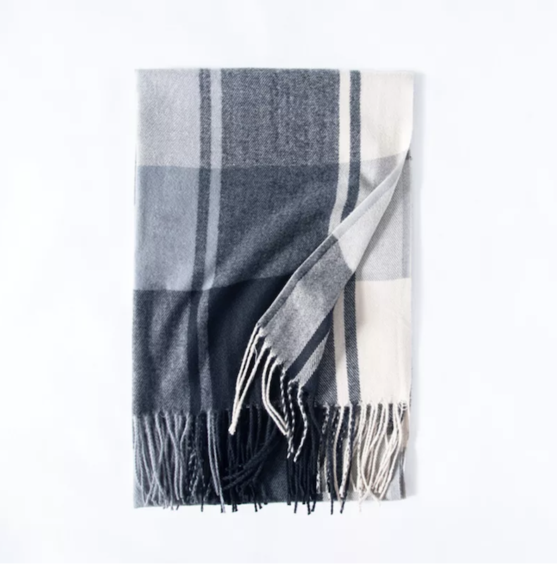 Cozy Plaid Fringe Trimmed Scarf