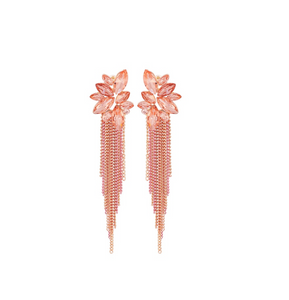 Pink Mix Marquis Crystal Multi-chain Drop Earrings