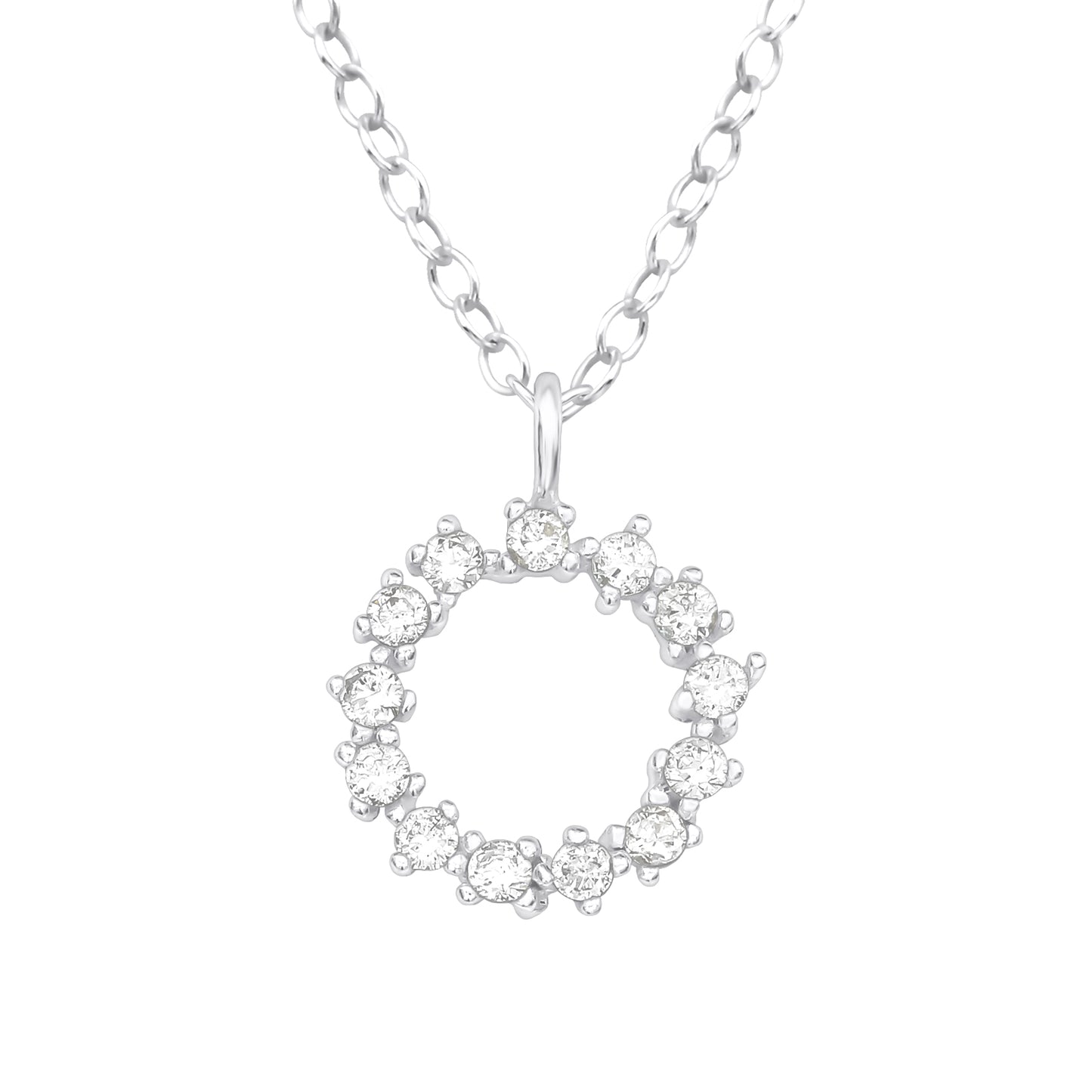 Cubic Zirconia & Sterling Silver Wreath Pendant Necklace