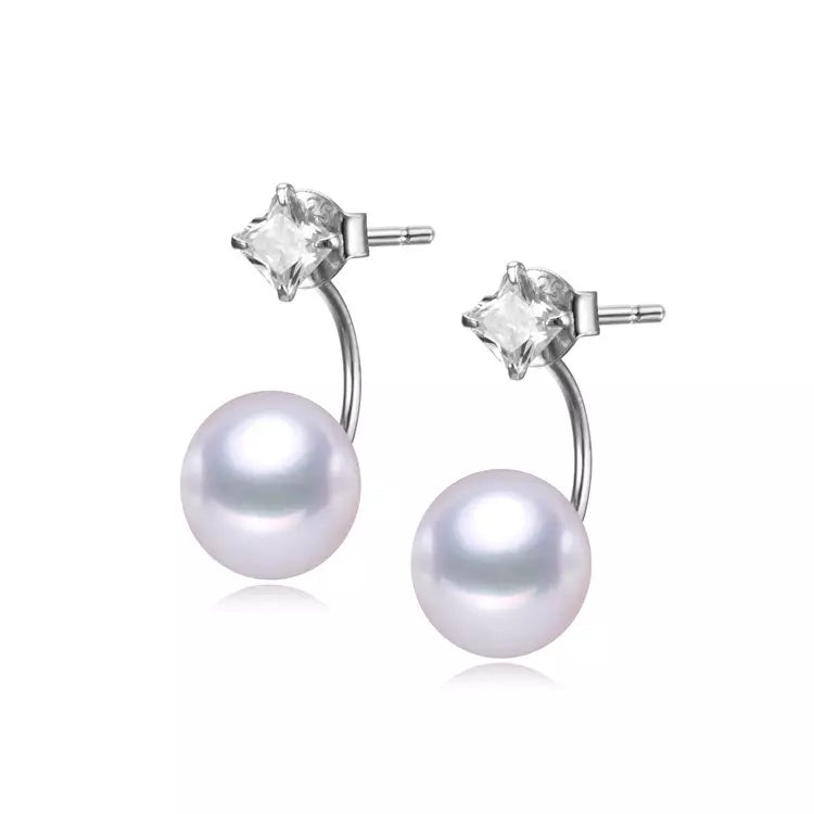 Freshwater Cultured Pearl & Cubic Zirconia Drop Earrings