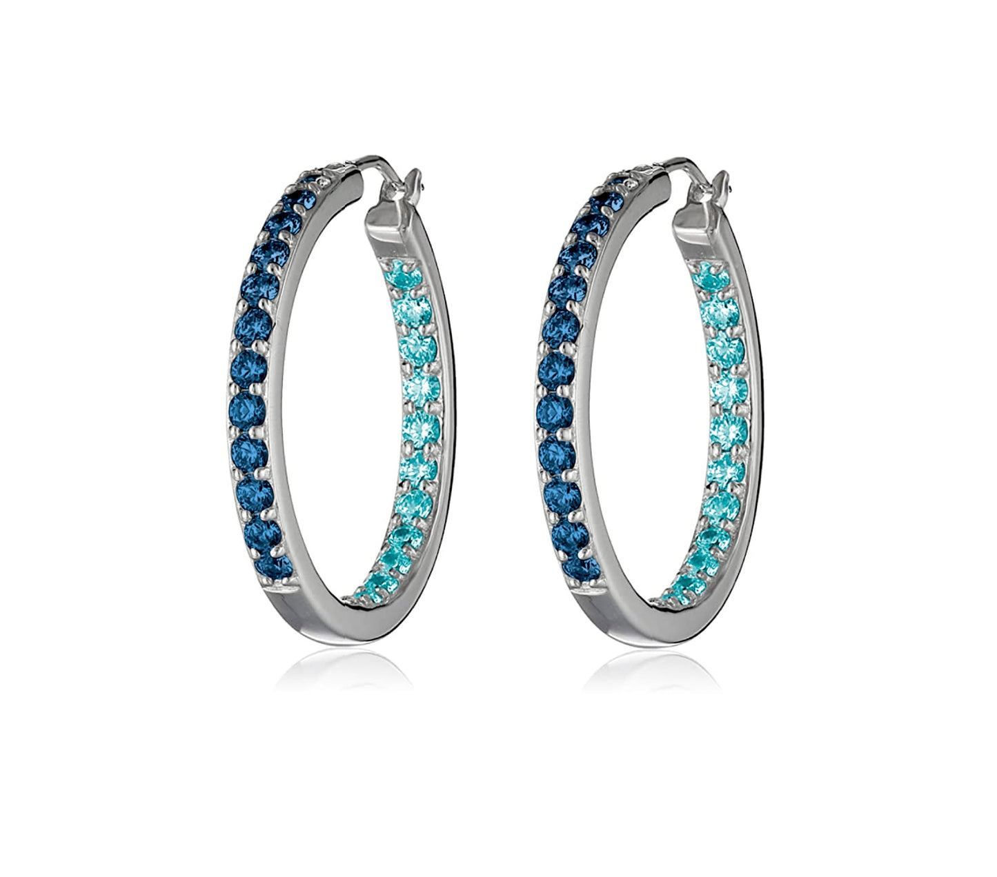 Swarovski Crystal Hoop Earrings – 0.95 Inch Diameter, Multiple Colors, Rhodium or Gold Finish