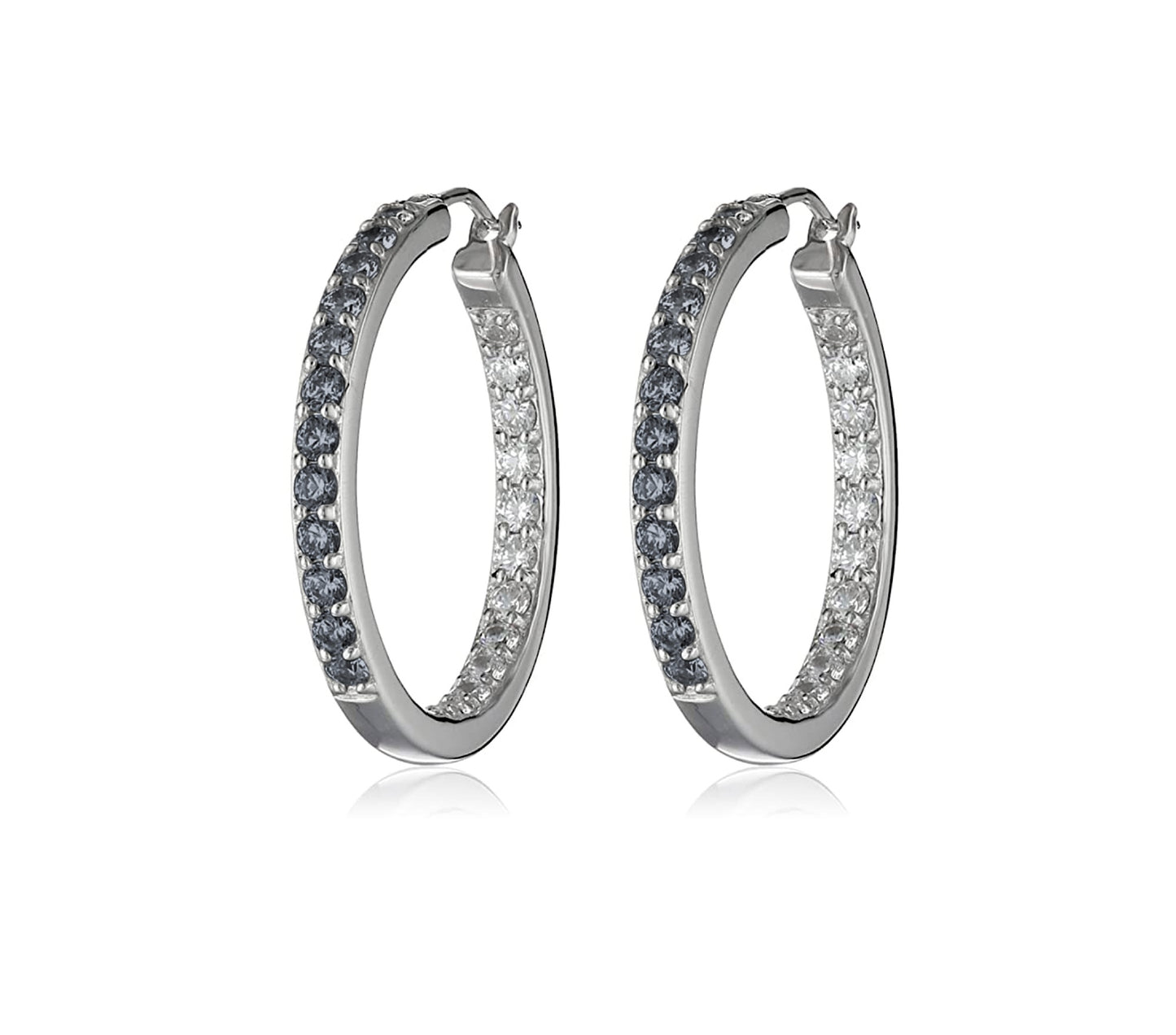 Swarovski Crystal Hoop Earrings – 0.95 Inch Diameter, Multiple Colors, Rhodium or Gold Finish