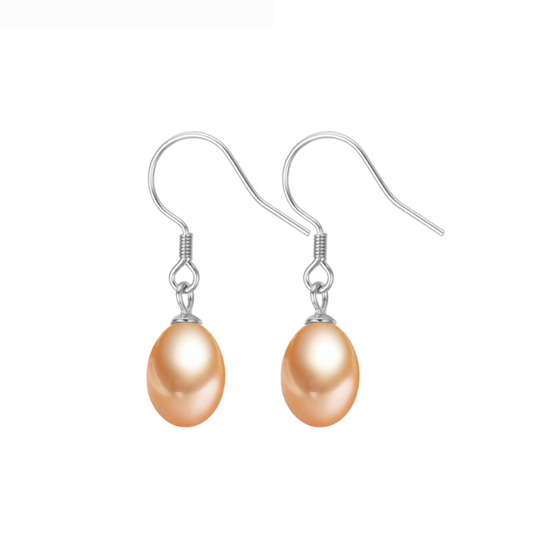 Peach Teardrop Freshwater Pearl Drop Earrings