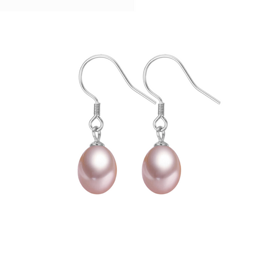 Pink Teardrop Freshwater Pearl Drop Earrings