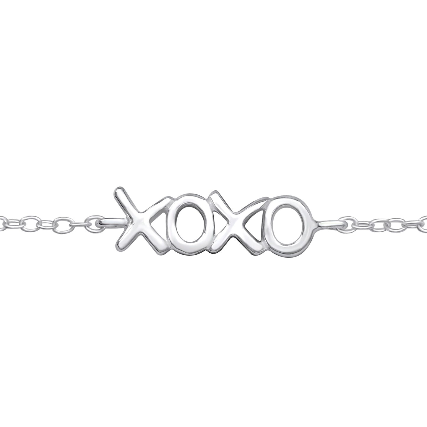Sterling Silver XOXO Bracelet – Dainty Hugs & Kisses, Adjustable Chain